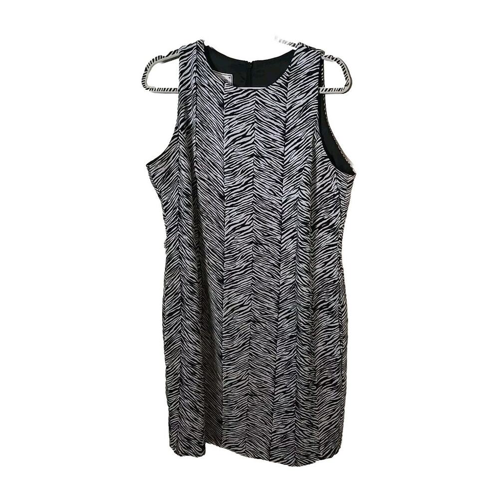 Roman Originals Black Zebra Print Sleeveless‎ Casual Shift Dress Womans Size 18
